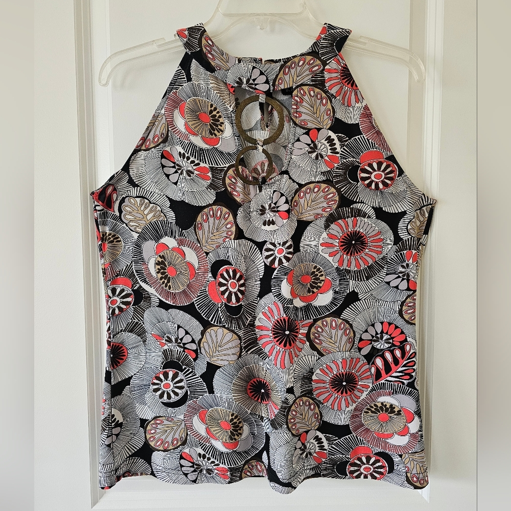 Floral Halter Neck Top - Black and Red
